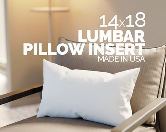 USA Made Lumbar Pillow Insert 14x18, Hypoallergenic Plush Filling