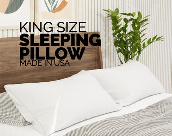 King Size Pillow Insert 20x36 inch Pillow with Hypoallergenic Sleeping Cushion Insert | Machine Washable Poly Cotton Shell | Made in USA