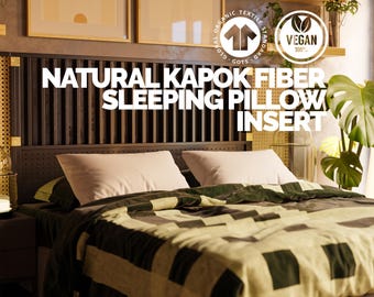 Organic Kapok Pillow Insert: Sateen or Twill Cotton Shell, USA Made