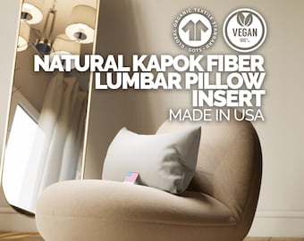Organic Kapok Lumbar Pillow Insert: GOTS Sateen or Cotton Twill, Made in USA