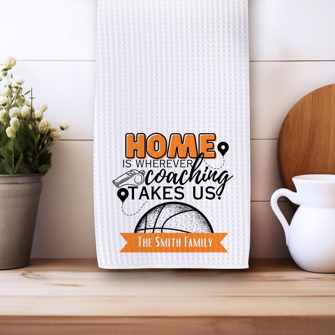 Custom Basketball Coach Kitchen Dish Towel for Housewarming Gift to