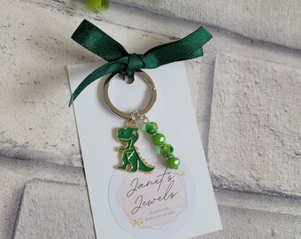 Grüner T-Rex Dinosaurier Schlüsselanhänger/Taschenanhänger