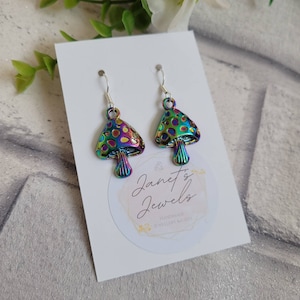 Iridescent Mushroom Earrings