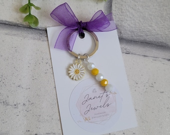 Daisy Flower Keyring/Bag Charm