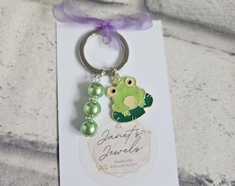 Grüner Frosch als Schlüsselanhänger/Taschenanhänger