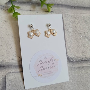 Little White Bow Stud Earrings