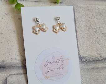 Little White Bow Stud Earrings