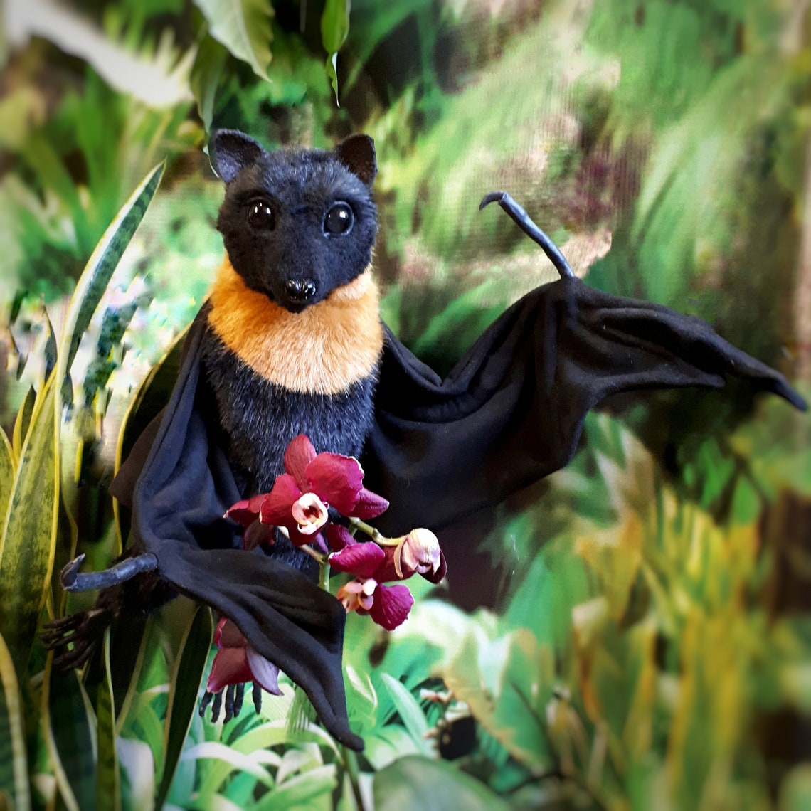 Bat toy . Bat realistic stuffed animals. OOAK toys.made to Etsy
