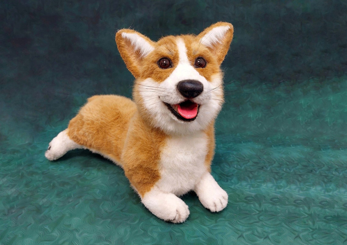 Realistic dog plush Welsh artist toy Etsy
