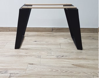 Metal table legs of industrial loft living room table
