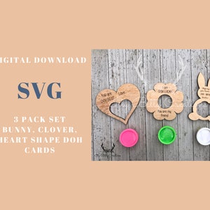 3er Pack Herz Form, Klee, Hase DOH Karten *DIGITAL SVG*