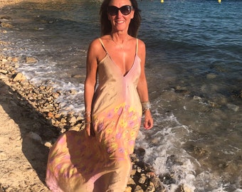 Nude Maxi Dress | Etsy