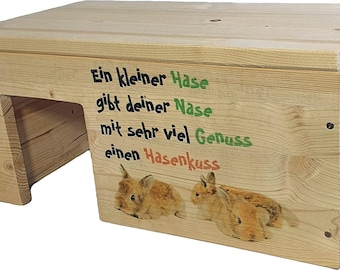 Rodent house, dwarf rabbit house, rabbit house, enclosure accessories with 2 entrances, stable & wood stain / 45x25x22cm