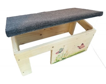 Guinea pig house made of wood with roofing felt, outdoor, large, wood glaze & hinged / 45x25x22cm