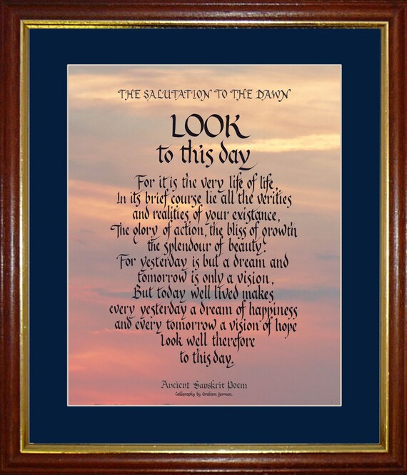 Look to this day salutation to the dawn 5th century sanskrit etsy