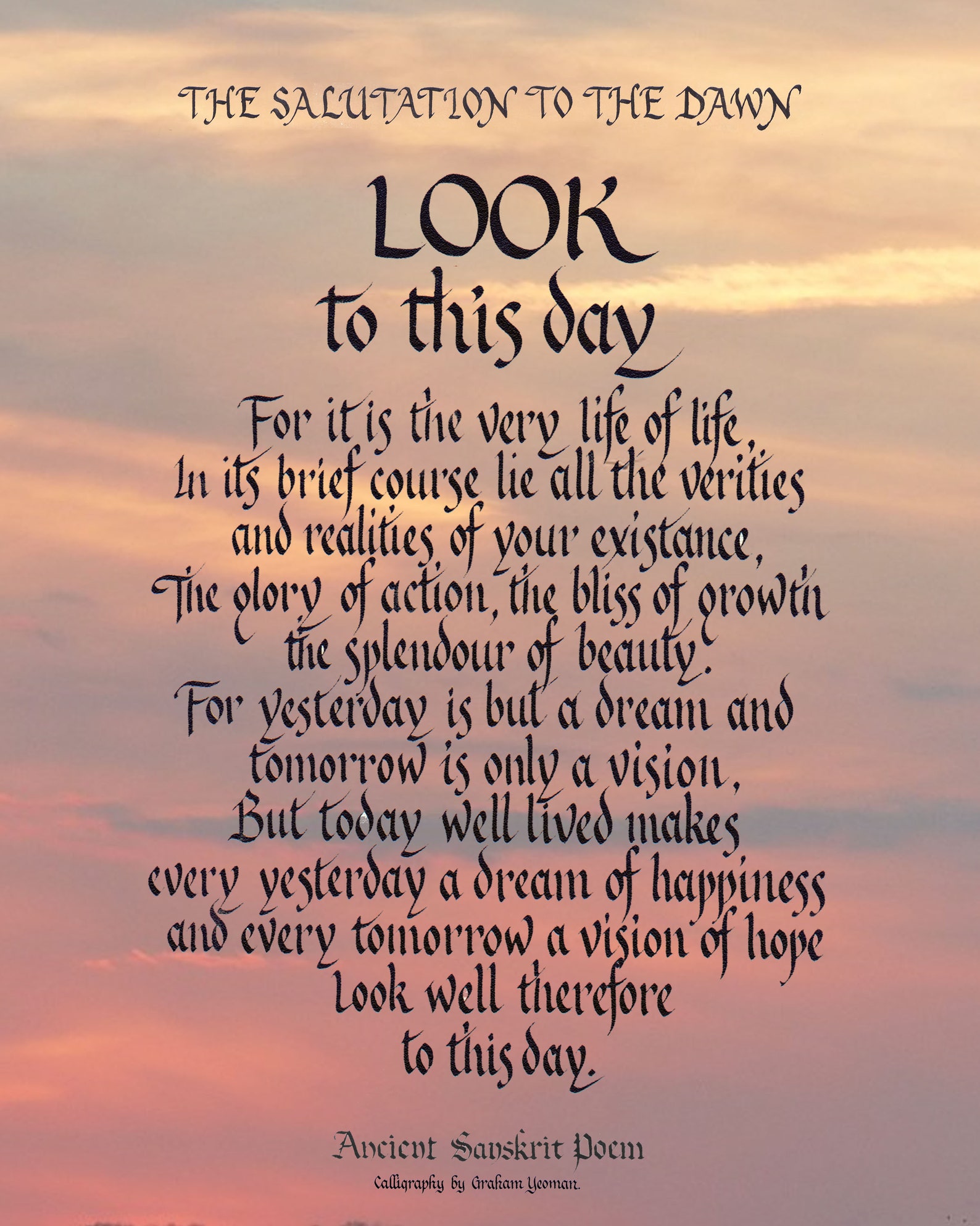 Look to This Day salutation to the Dawn 5th Century Sanskrit - Etsy UK