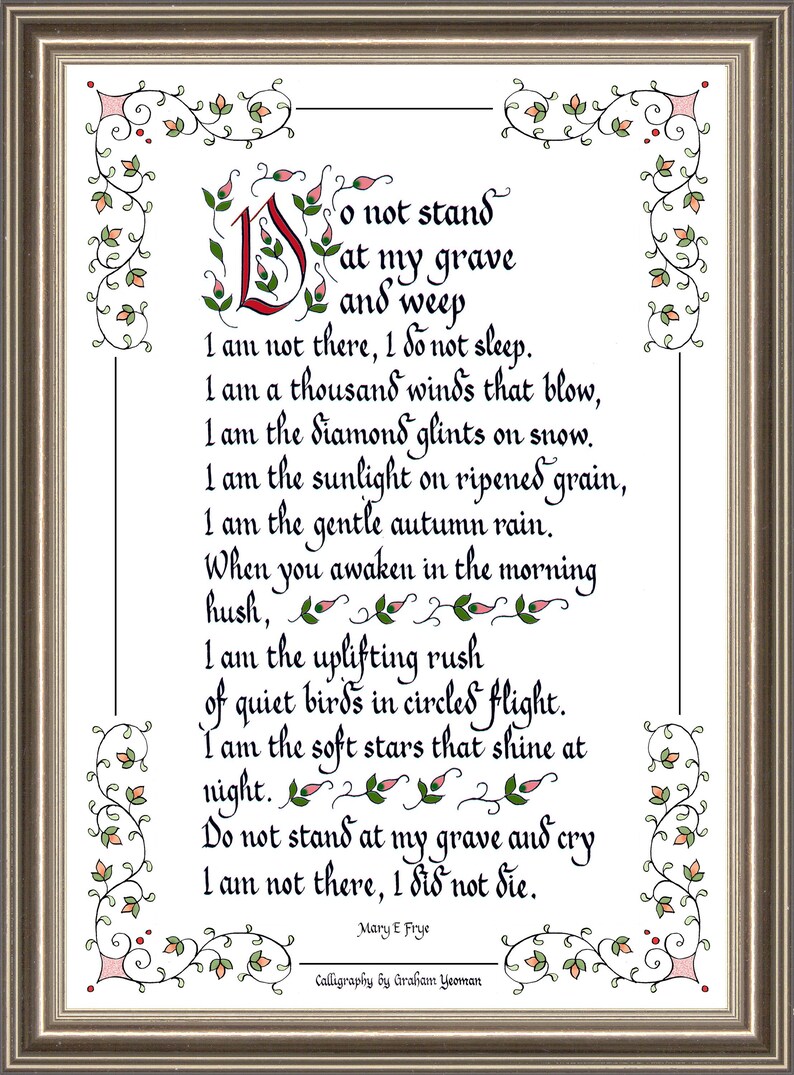 Do Not Stand at My Grave and Weep Hand Written Calligraphy - Etsy