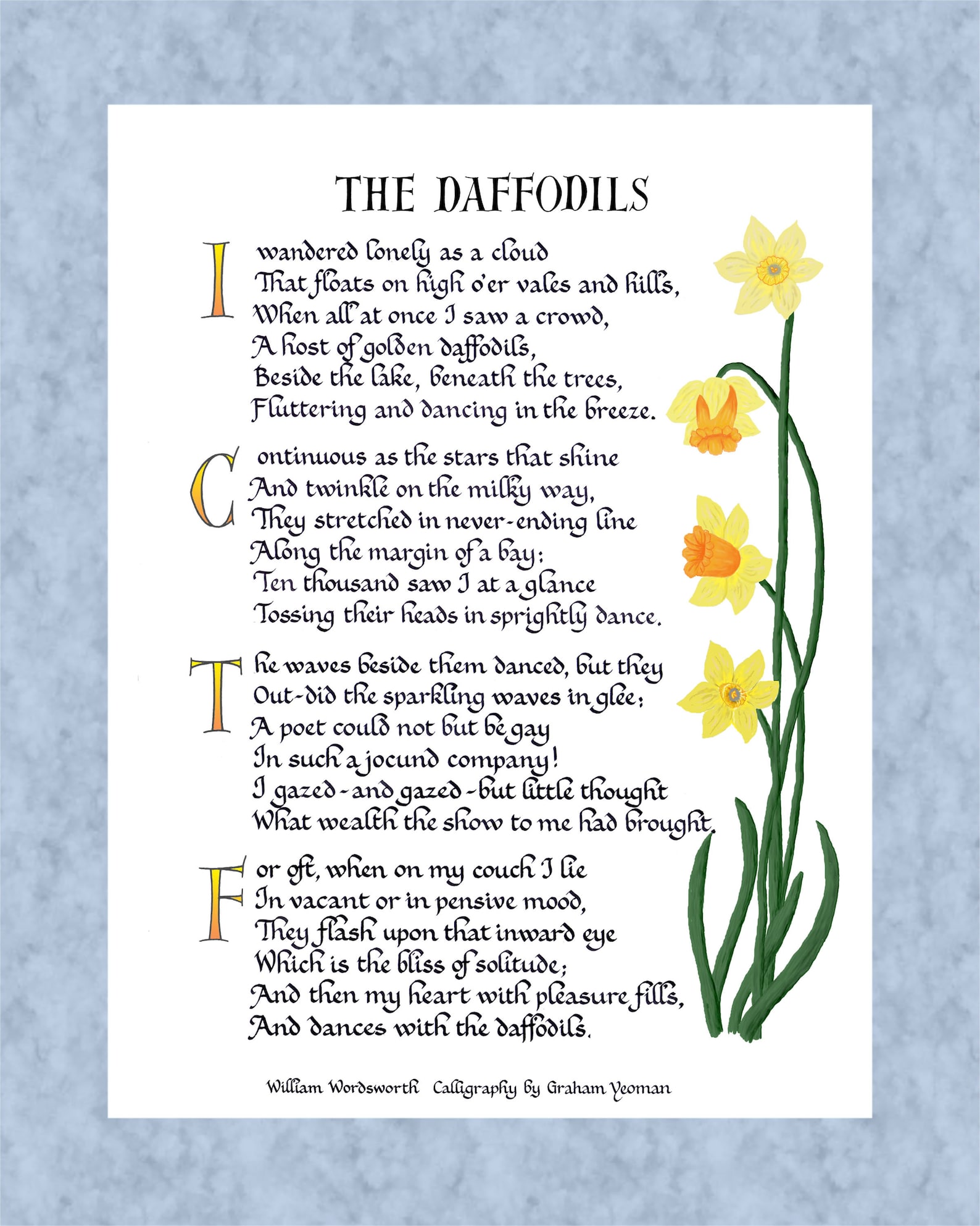 Daffodils Famous poem by William Wordsworth I wandered Etsy