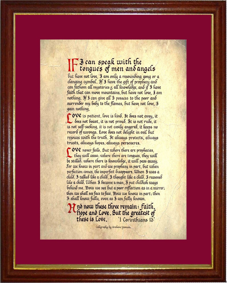 Love is Patient Love is Kind Calligraphy Print Unique Etsy