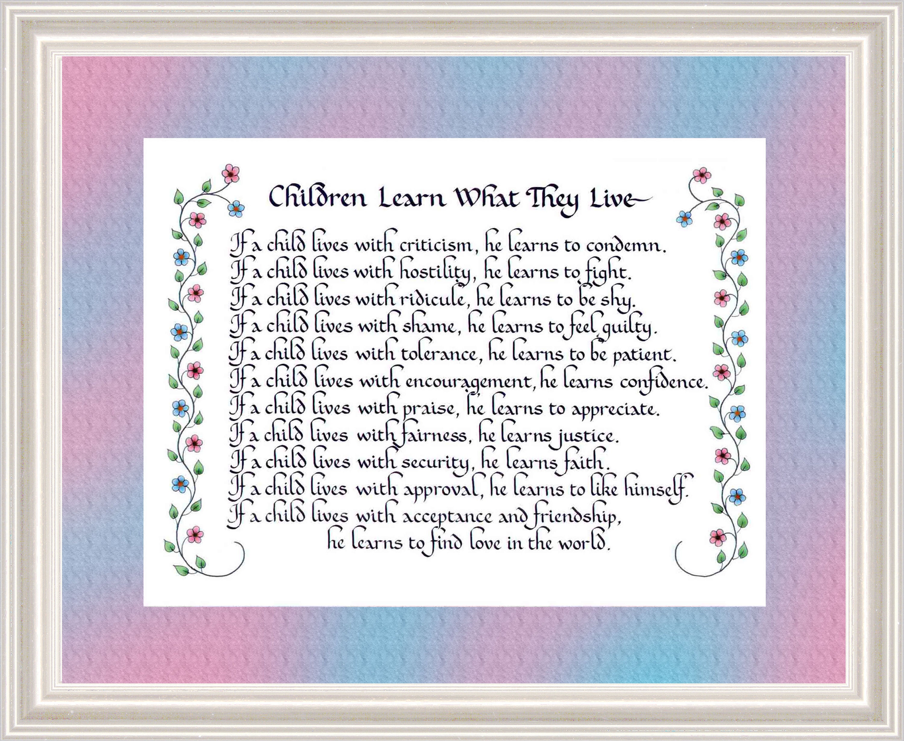 Children Learn What They Live by Dorothy Law Nolte - Etsy