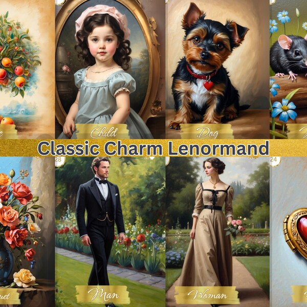 Classic Charm Lenormand, Vintage Theme, Petit Lenormand, Lenormand karten, Tarot deck