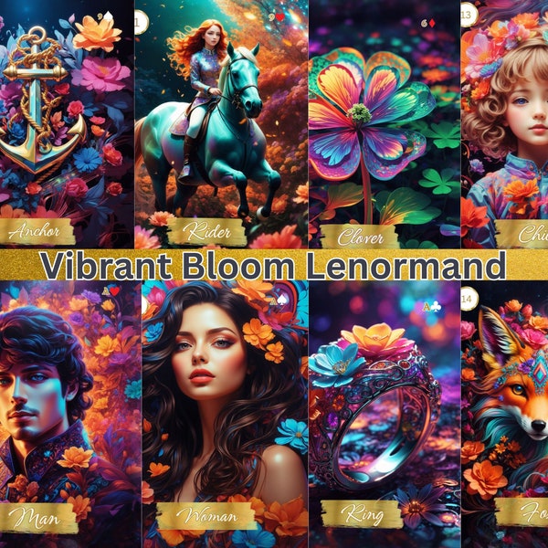 Vibrant Bloom Lenormand, Flower Theme, Petit Lenormand, Lenormand karten, Tarot deck