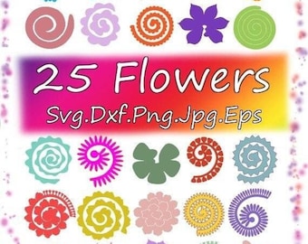 Rolled Paper Flowers SVG Bundle, Cut Files (Digital Download)