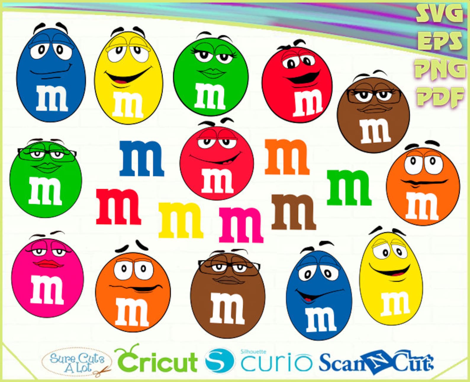 Dulces de color M&M caras m y m y letra M Etsy