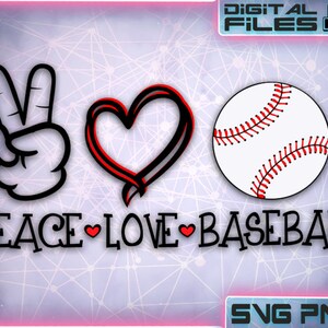 Peace Love Baseball svg\Peace Love Svg Png\Peace Love shirt quote\Peace Shirts\Clipart\Cut Files for Cricut\Vector file\Digital download
