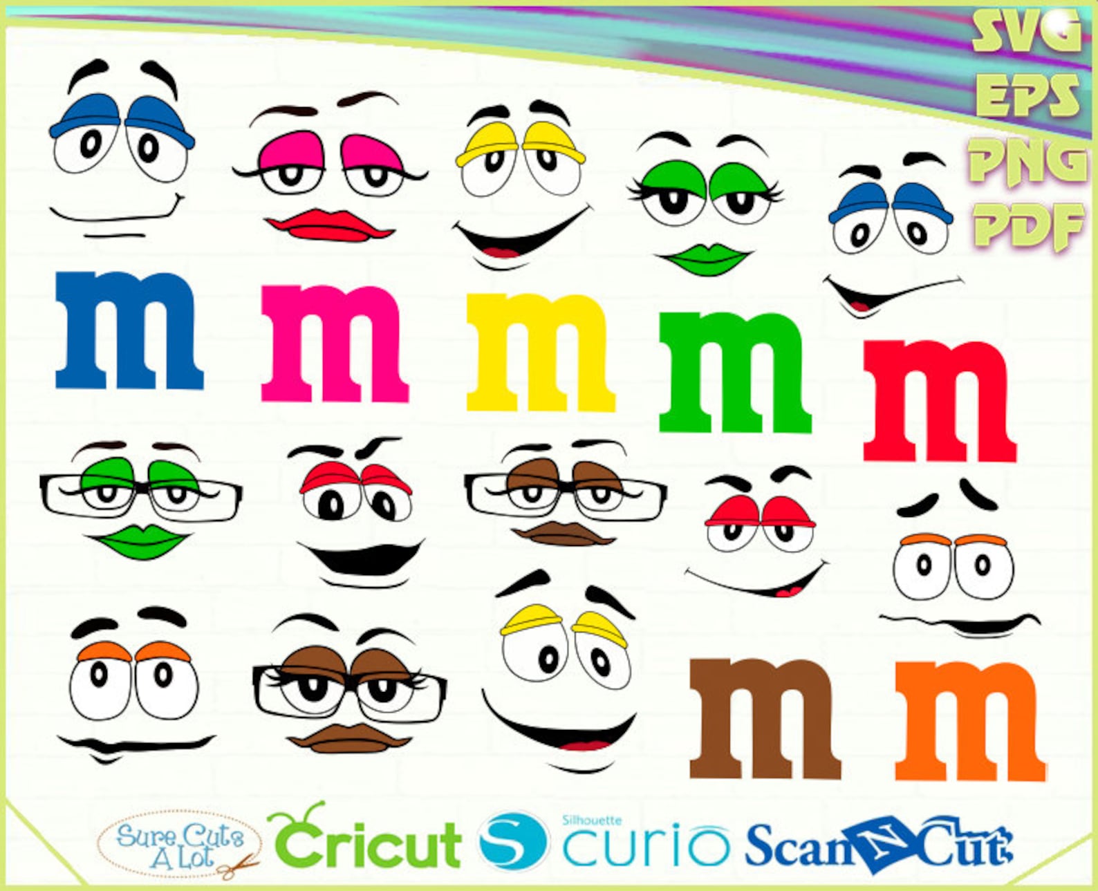 Dulces de color M&M caras m y m y letra M Etsy
