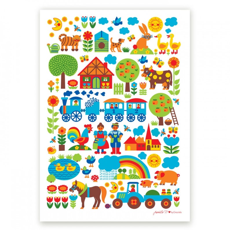 Farm Posters Nursery Wall Decor Kids Posters 50x70cm Etsy