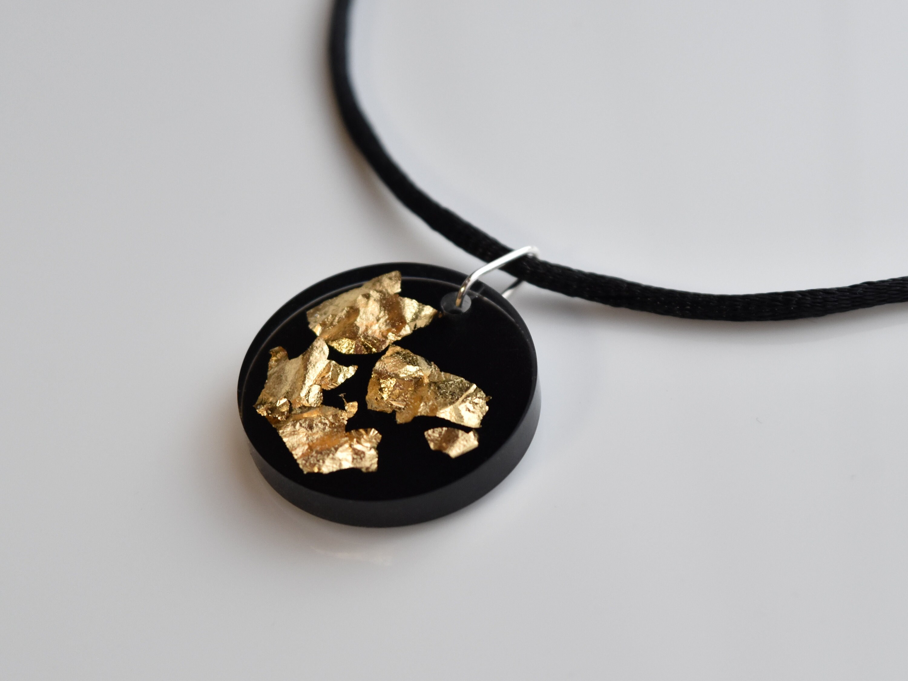 Jewelery pendant with gold resin jewelry gold leaf inlay Etsy