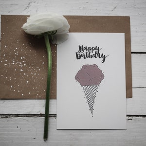 Postal "Feliz Aniversário-Sorvete"