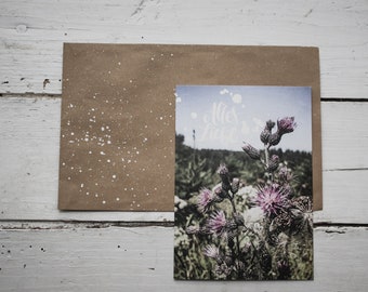 Postkarte "Alles Liebe - Distel"