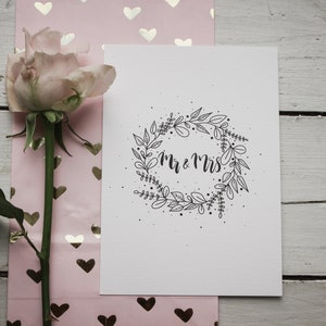 Tarjeta de boda "Mr&Mrs Wreath Ilustración"