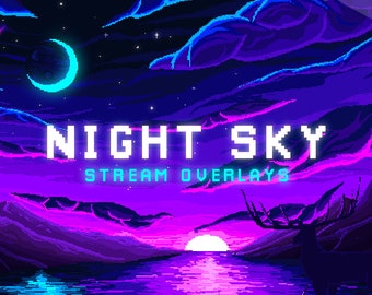 Night Sky Animated Stream Package: Lofi Pixel Art Twitch Set (Digital Download)