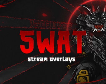 Japanese SWAT Samurai Animated Stream Overlay: Complete Twitch/YouTube/Facebook Package