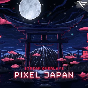 Pixel Japan Animated Stream Package/Japanese Aesthetic/Japan Torii/Pixel Art/Japanese Overlays/Chill Theme/Twitch Set/Panels/Transition