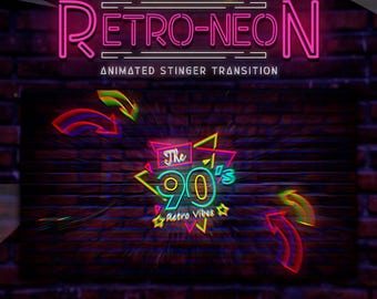 Paquete de superposiciones animadas retro neón para Twitch / Paquete de transmisión synthwave cyberpunk para OBS, Kick y YouTube