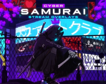 Cyber Samurai Animated Stream Package: Futuristic Japanese Overlays