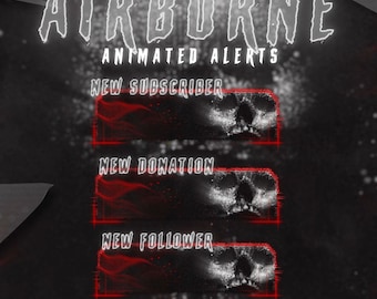 Airborne Animated Stream Alerts/Dark Aesthetic/Skull Horror/Dark Red Mystic/Dark Souls Theme/Stream Alerts/Twitch/Facebook/Youtube/Alerts