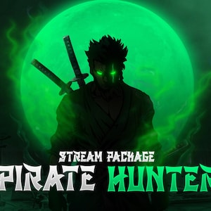 Pirate Hunter Animated Stream Overlay | Twitch & Kick Stream Package | OBS Graphics