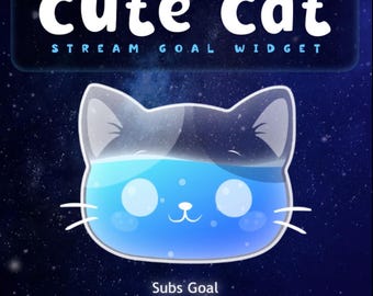 Cat Stream Goal Widget | Kawaii Twitch Overlay