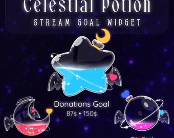 Celestial Potion Stream Widget for StreamElements | Twitch Goal Tracker | Liquid Wave Goal | OBS Overlay