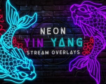 Yin Yang Animated Stream Package: Neon Koi Fish Twitch Set