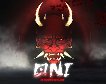 ONI Animated Stream Overlay: Dark Japanese Theme Twitch Pack