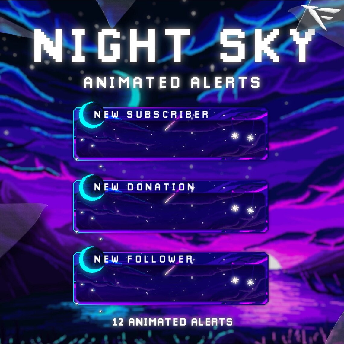 Night Sky Animated Stream Alerts/lofi Aesthetic/pixel Art/night Stars ...