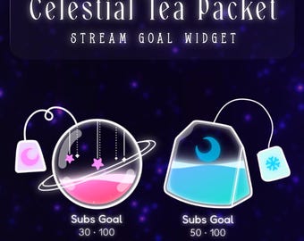 Celestial Tea Packets Goal Widget for StreamElements | Cozy Liquid Twitch Goal Tracker | OBS Overlay