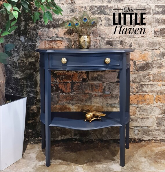 Vintage Half Moon Table With Drawer Etsy