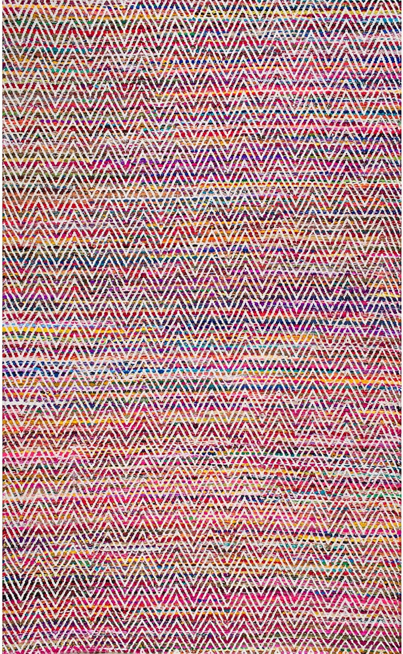 Hand Braided Bohemian Colorful Cotton Chindi Area Rug Multi Etsy